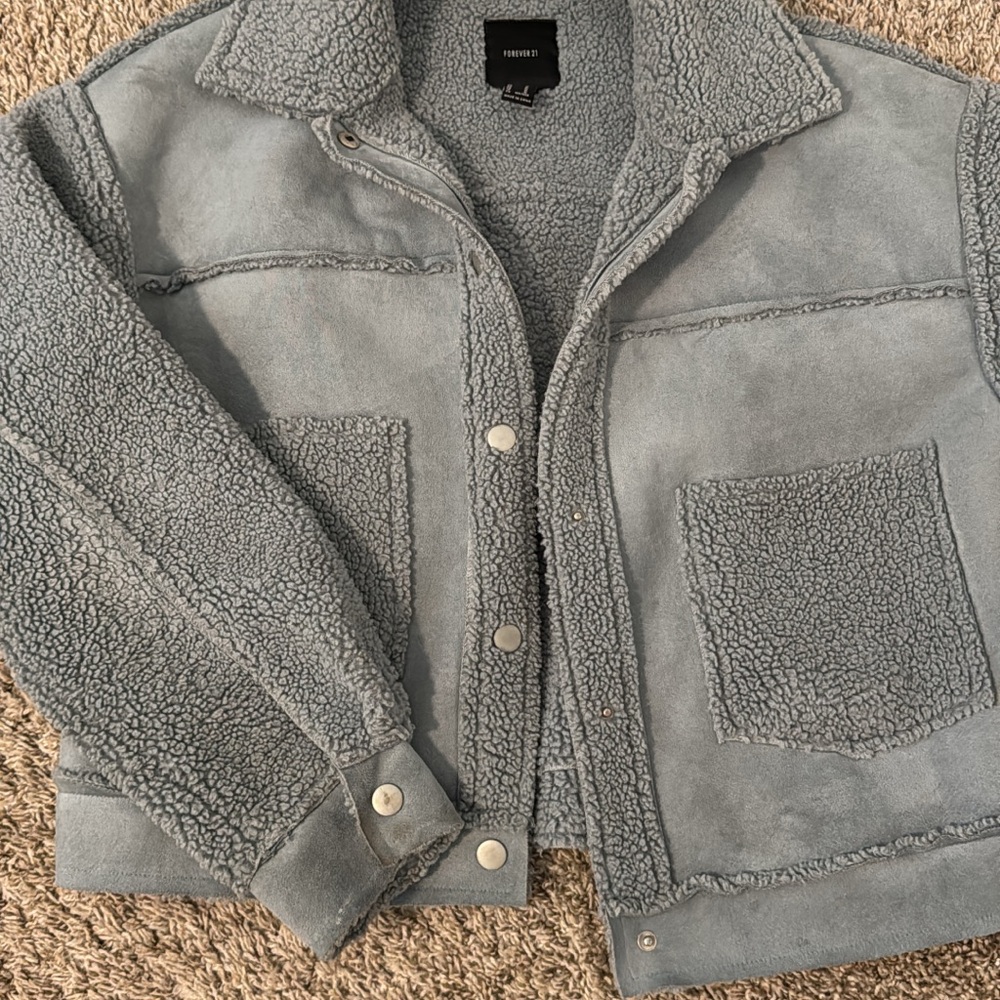 Forever 21 Dusty Blue Sherpa Jacket
